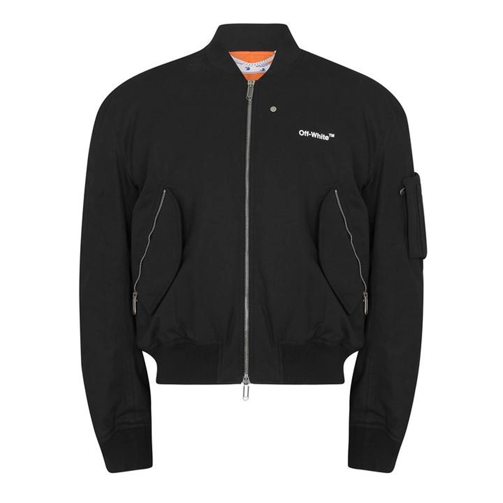 Off White Diagonal Tab Bomber Jacket - Black